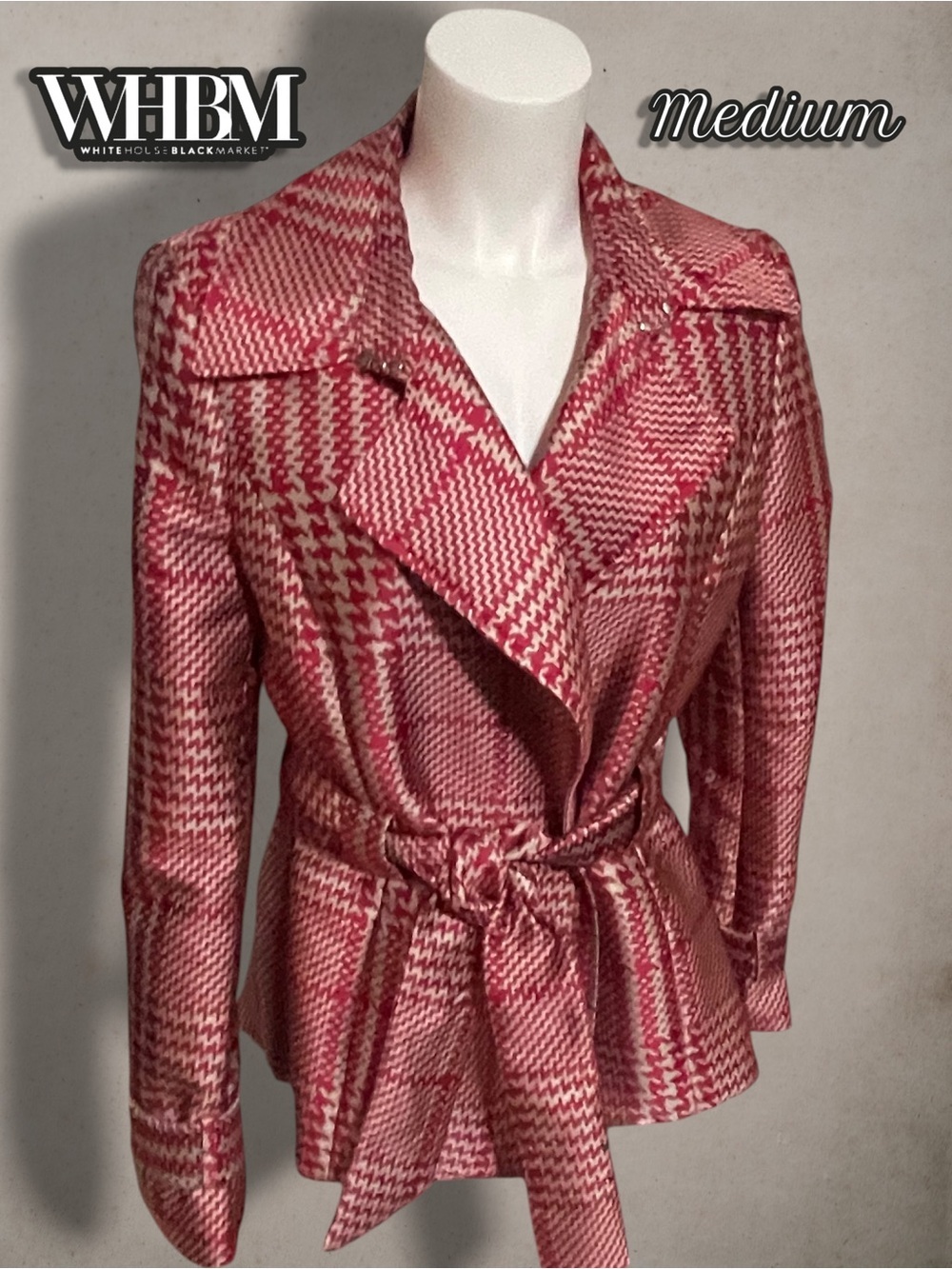 White House Black Market Women's Obsessed Plaid
Trench Jacket Pink Size Medium